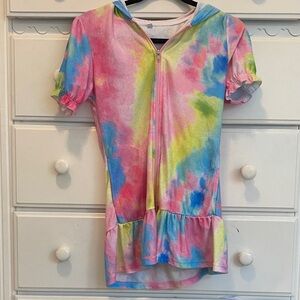 Colorful Tie-Dye Hooded Coverup